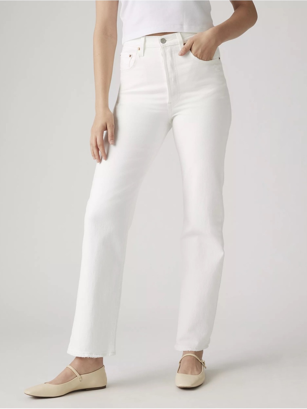 Levi’s White RIBCAGE STRAIGHT ANKLE WOMEN'S JEANS Size 27 / 27” length
